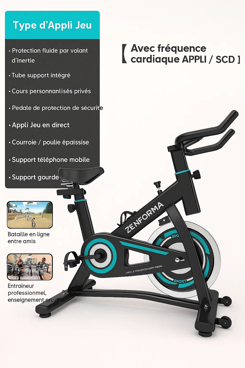Vélo d’Appartement Connecté Bluetooth – Résistance Magnétique | Zenforma