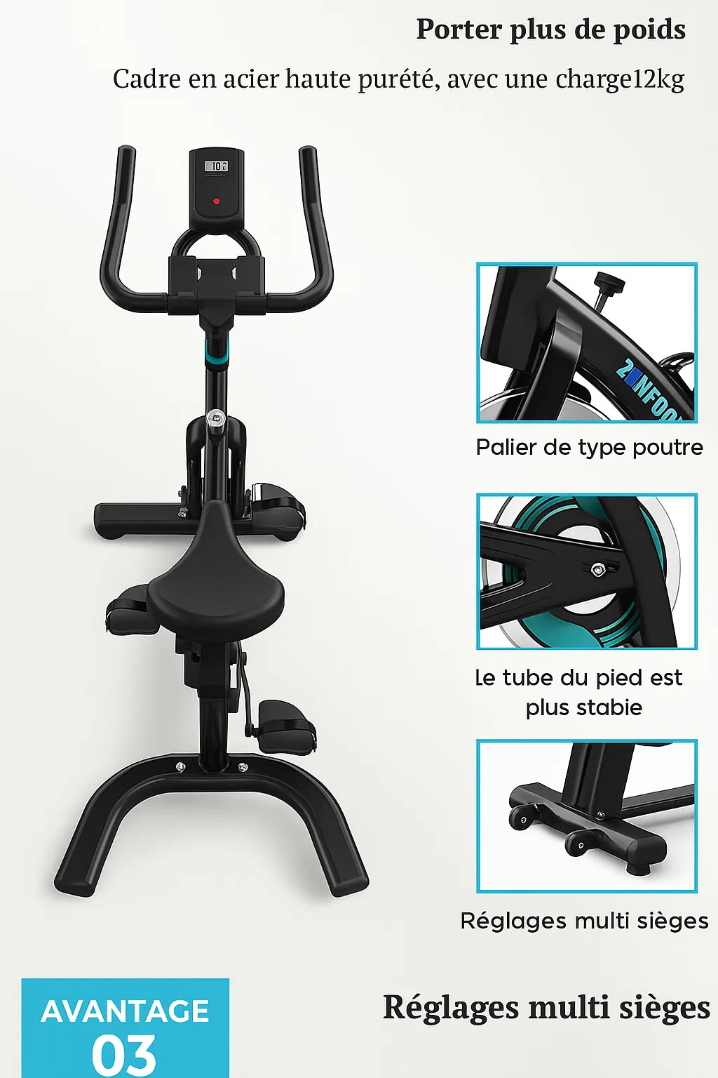 Vélo d’Appartement Connecté Bluetooth – Résistance Magnétique | Zenforma