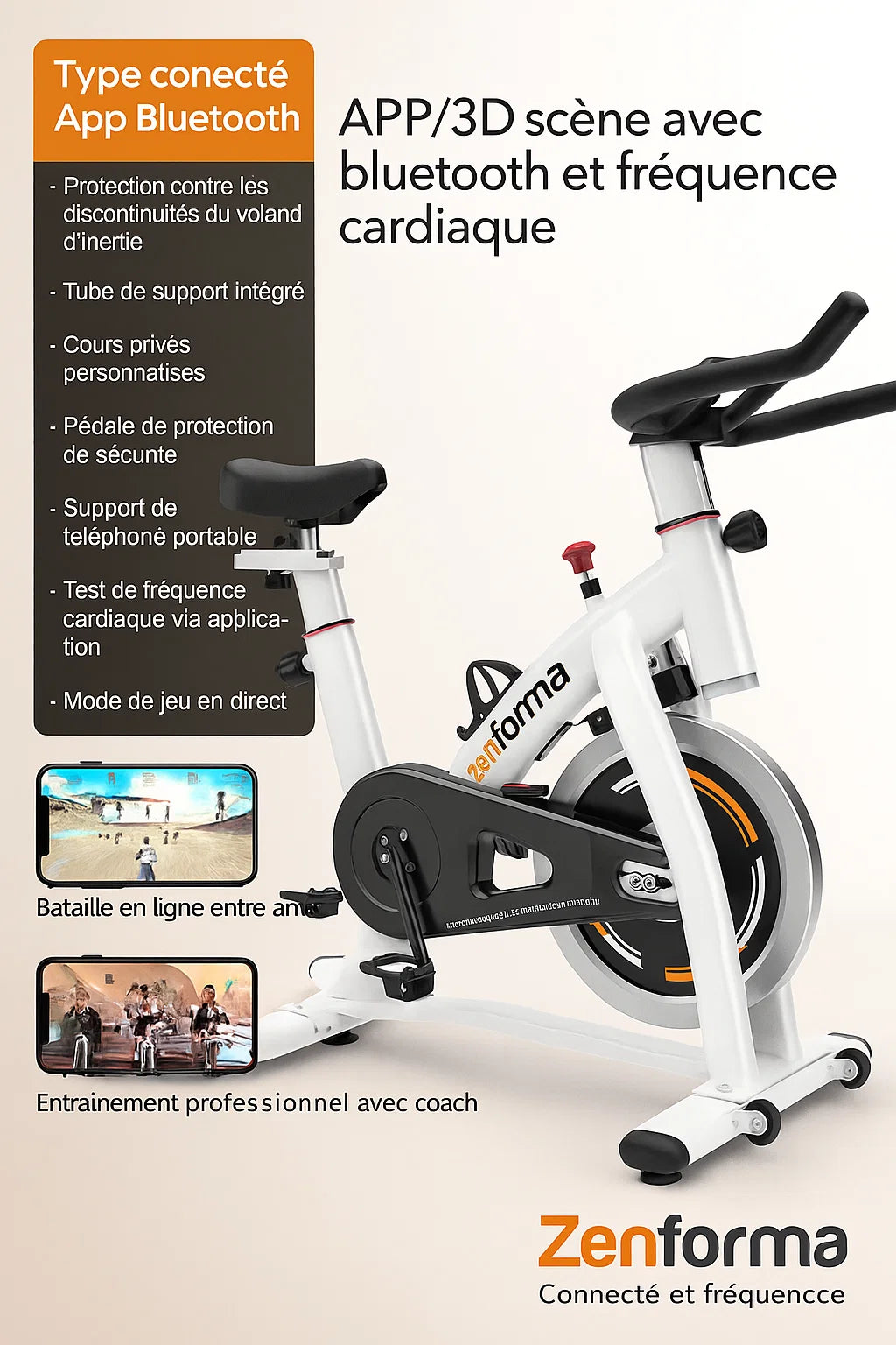 Vélo d’Appartement Connecté Bluetooth – Résistance Magnétique | Zenforma