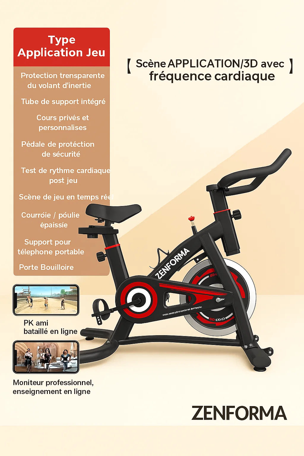 Vélo d’Appartement Connecté Bluetooth – Résistance Magnétique | Zenforma