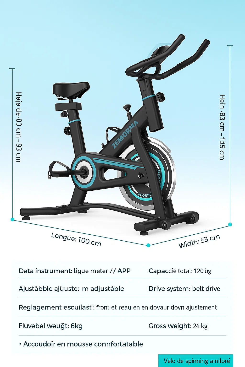Vélo d’Appartement Connecté Bluetooth – Résistance Magnétique | Zenforma