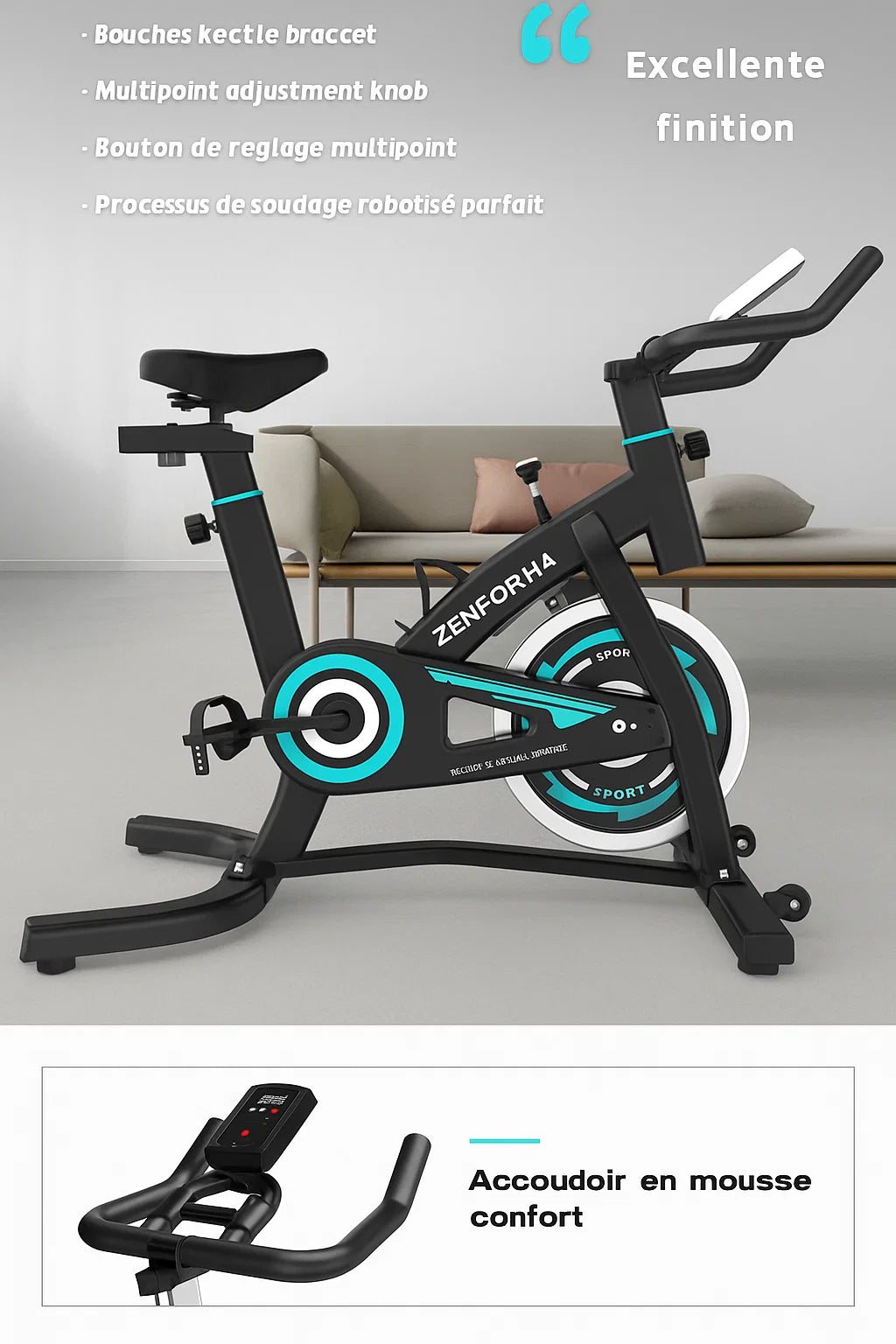 Vélo d’Appartement Connecté Bluetooth – Résistance Magnétique | Zenforma