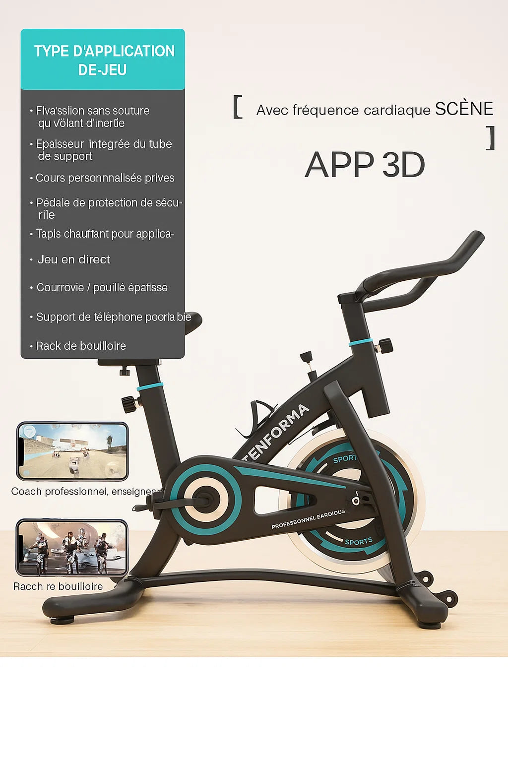 Vélo d’Appartement Connecté Bluetooth – Résistance Magnétique | Zenforma