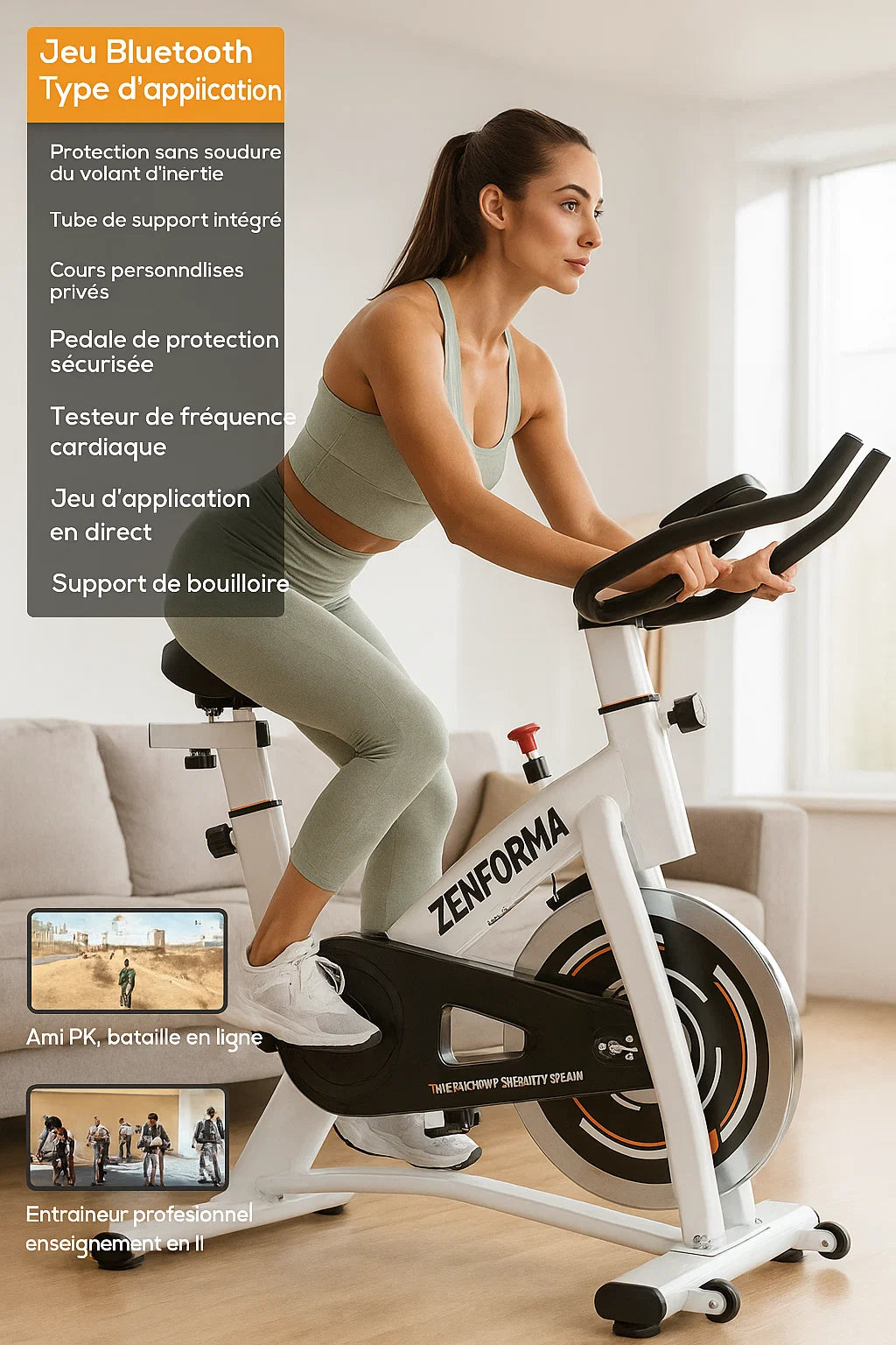 Vélo d’Appartement Connecté Bluetooth – Résistance Magnétique | Zenforma