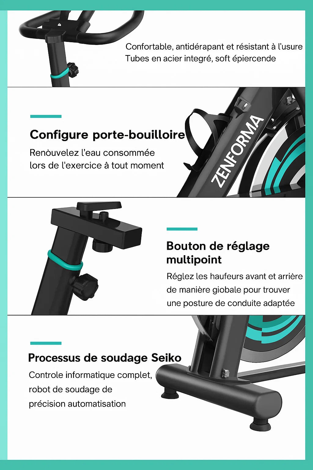 Vélo d’Appartement Connecté Bluetooth – Résistance Magnétique | Zenforma